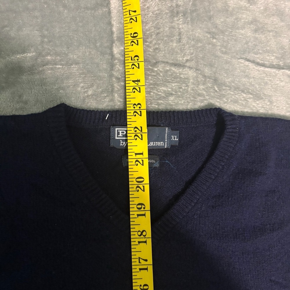 polo Ralph Lauren Lambswool Vest Mens XL Blue V Neck Preppy Y2K Vintage - Picture 5 of 7